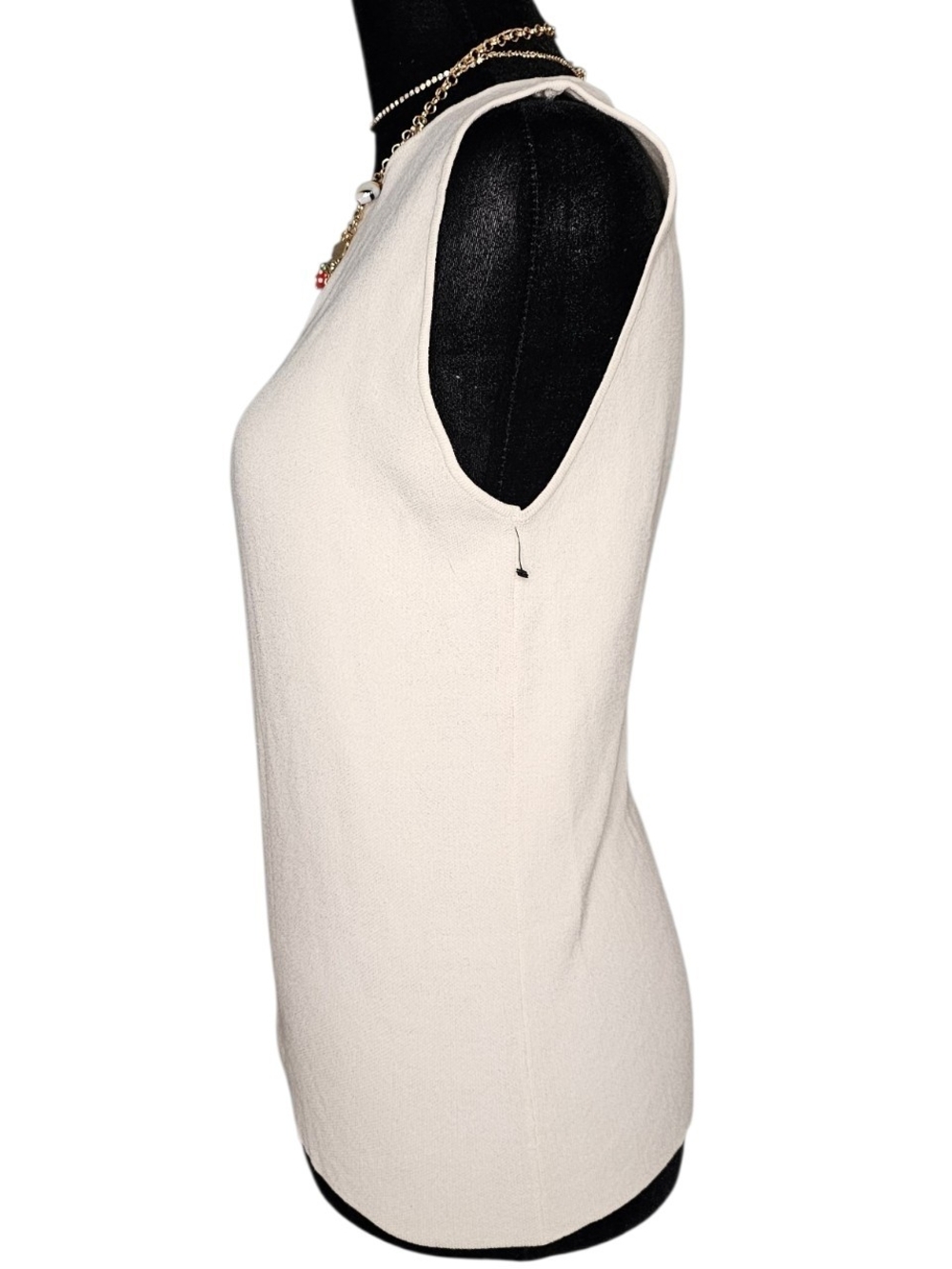 NWT Ann Taylor Sleeveless Knit Top Mock Neck Cream Ivory Large​ - Picture 2 of 5